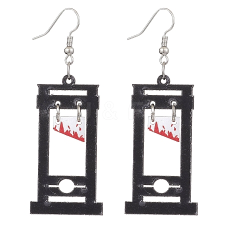 Hallowmas Printed Acrylic Dangle Earrings EJEW-JE06124-06-1