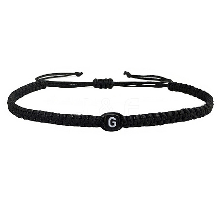 Adjustable Handmade Woven Waxed Cord Braided Bracelets with Acrylic Letter Beads LS-OI4298-7-1