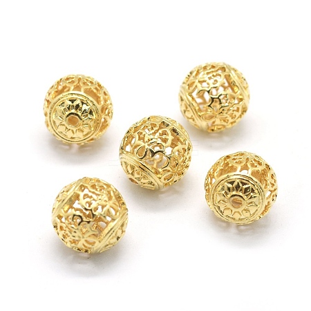 Hollow Brass Beads KK-L184-66C-1