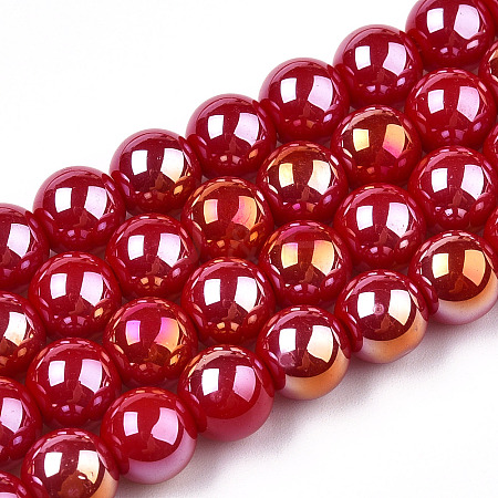 Electroplate Opaque Glass Beads Strands X-GLAA-T032-P8mm-AB04-1