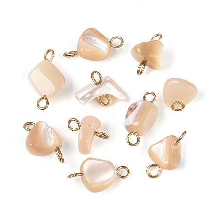 Natural Shell Nuggets Connector Charms STAS-D378-22G-1