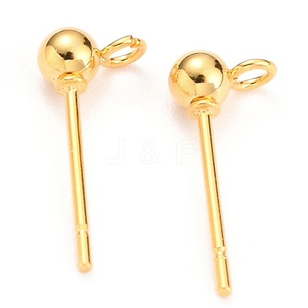 304 Stainless Steel Ball Post Stud Earring Findings X-STAS-Z035-02G-B-1