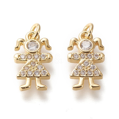 Brass Micro Pave Cubic Zirconia Charms KK-M209-09G-1