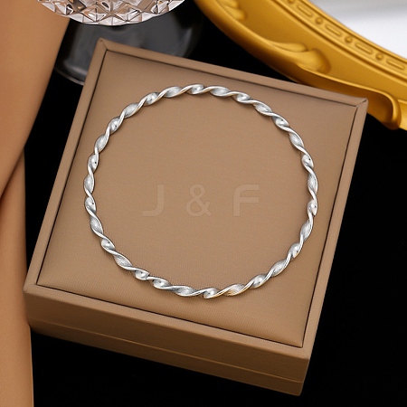 304 Stainless Steel Twist Bangles for Women BJEW-G759-06P-1