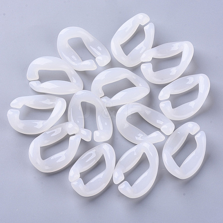  Jewelry Beads Findings Acrylic Linking Rings, with Imitation Jelly Style, Twist, Creamy White, 38~39x26~27x13~14mm, Inner Diameter: 25x8~9mm, about 130pcs/500g