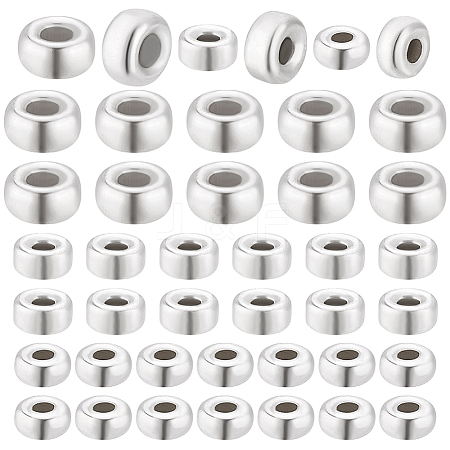 60Pcs Rondelle 925 Sterling Silver Spacer Beads STER-PH0003-08-1