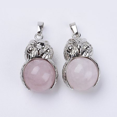 Natural Rose Quartz Pendants G-P350-A16-1