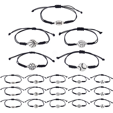20Pcs 5 Styles Sport Theme Alloy Link Bracelets BJEW-GA0001-20-1