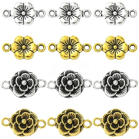 80Pcs 4 Styles Tibetan Style Links/Connectors TIBEB-YW0001-39-1