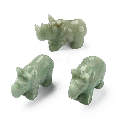 Natural Green Aventurine Carved Healing Rhinoceros Figurines DJEW-M008-02F-1