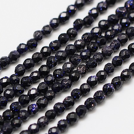 Synthetic Blue Goldstone Beads Strands X-G-A129-3mm-G03-1
