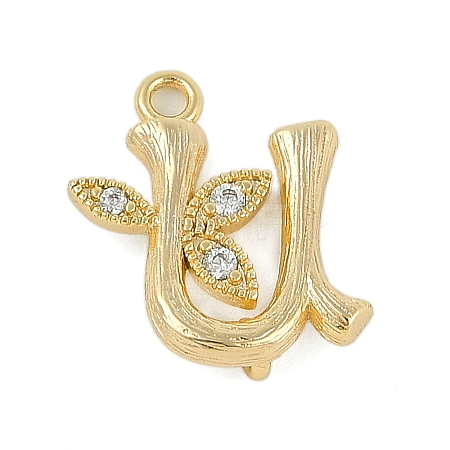 Brass Crystal Rhinestone Letter Links Connector Charms KK-S395-06G-U-1