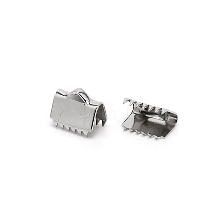 304 Stainless Steel Ribbon Crimp Ends STAS-WH0035-02B-P-1