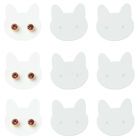 100Pcs Cat Shaped Paper Earring Display Cards EDIS-YW0001-09B-1