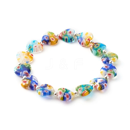 Handmade Millefiori Lampwork Stretch Bracelets BJEW-JB06371-02-1
