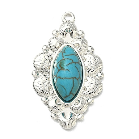 304 Stainless Steel with Dyed Synthetic Turquoise Pendants STAS-G374-05S-16-1