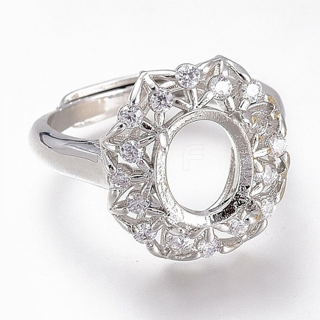 Adjustable Brass Micro Pave Clear Cubic Zirconia Finger Ring Components ZIRC-I049-19P-1
