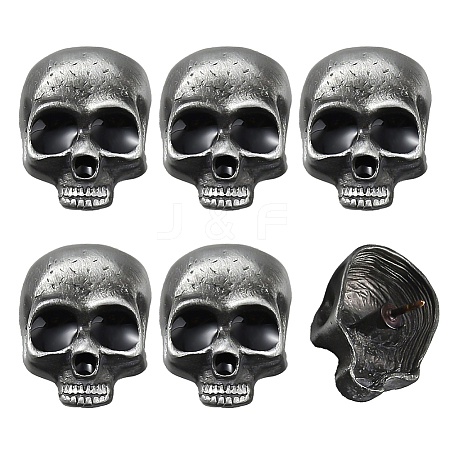 6Pcs Skull Alloy Lapel Pin Backs for Backpack Clothes JEWB-PH0001-37-1