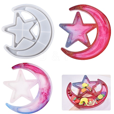 Moon with Star DIY Silicone Storage Molds DIY-G079-26-1