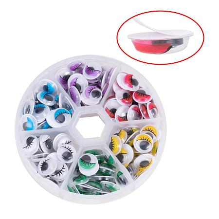 Multicolor Self-adhesive Wiggle Eye Sheets Peel and Stick Round Moving Wobbly Googly Eyes 10mm 1 Box KY-PH0002-03-10mm-1