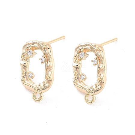 Brass Micro Pave Cubic Zirconia Stud Earring Findings KK-E107-23G-1