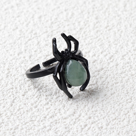 Natural Green Aventurine Spider Open Cuff Rings PW-WGC70E9-02-1