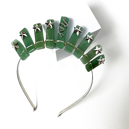 Natural Green Aventurine Hair Bands PW-WG74BA6-01-1