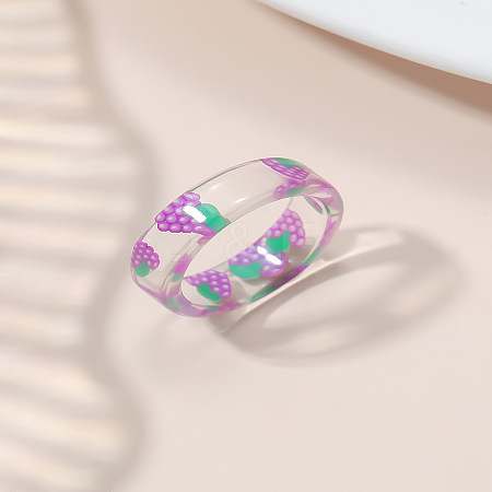 Summer Transparent Resin Fruit Pattern Finger Rings for Women WGF91BA-18-1