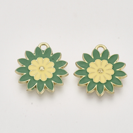 Two Tone Alloy Enamel Pendants ENAM-N050-01A-1