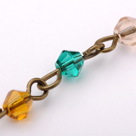Handmade Bicone Glass Beads Chains for Necklaces Bracelets Making AJEW-JB00049-06-1
