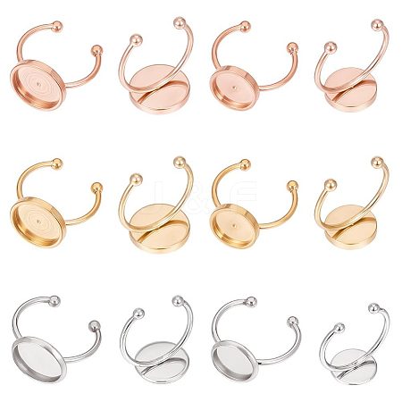 Unicraftale 18Pcs 6 Style 304 Stainless Steel Open Cuff Ring Findings STAS-UN0042-76-1