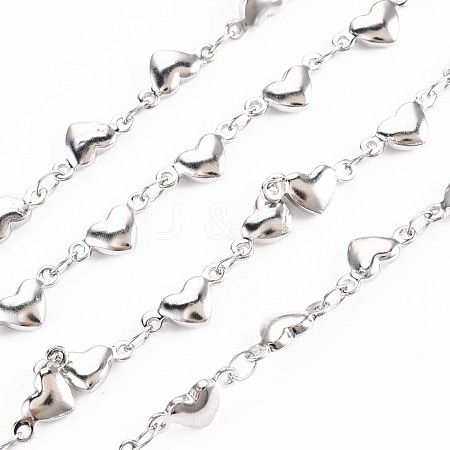 Non-Tarnish 201 Stainless Steel Heart & Oval Link Chains STAS-N092-116-1