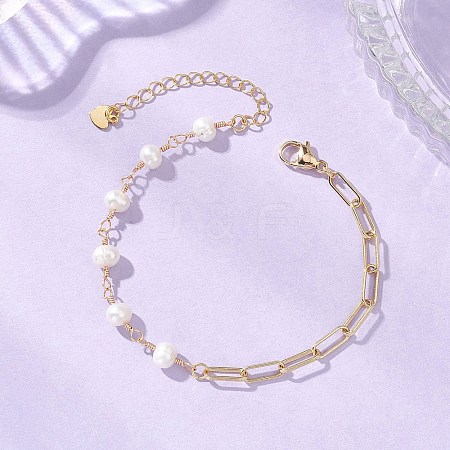 Brass Paperclip Chain Bracelets BJEW-JB13241-1