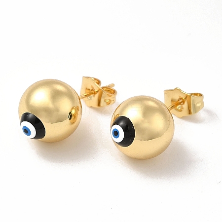 Enamel Evil Eye Stud Earrings EJEW-E274-01G-03-1