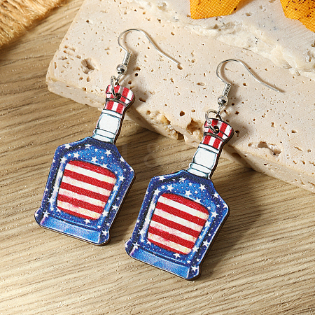 American Independence Day Bottle Wood Dangle Earrings YF8853-4-1