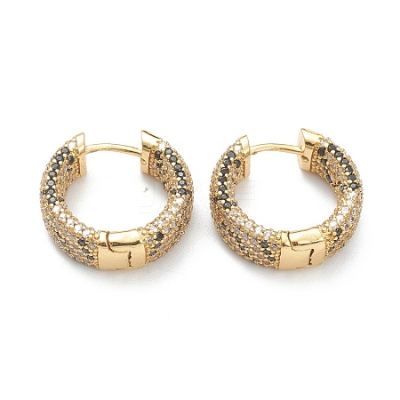 Brass Micro Pave Cubic Zirconia Huggie Hoop Earrings EJEW-A058-05G-1