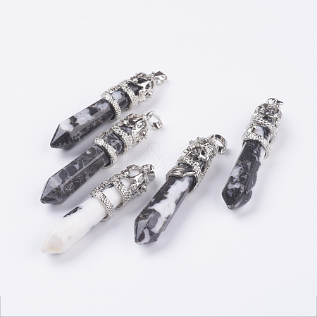 Natural Zebra Jasper Big Pointed Pendants G-G738-A-22-1