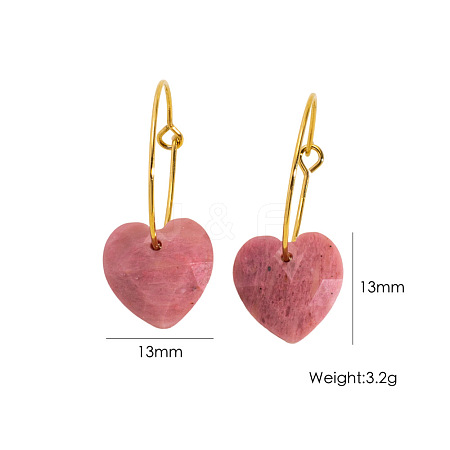 Valentine's Day Heart Natural Rhodochrosite Hoop Earrings FS-WG2D3FB-02-1