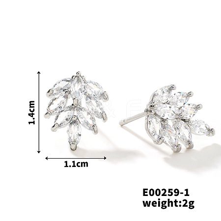 Copper Geometric Zircon Stud Earrings for Elegant Summer Style KE2533-1-1