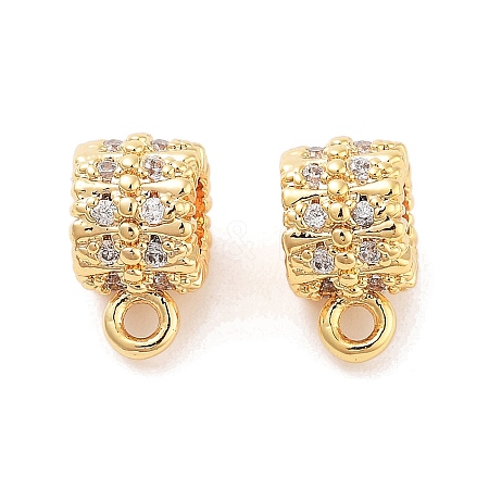 Brass Micro Pave Clear Cubic Zirconia Tube Bails KK-S394-06F-1