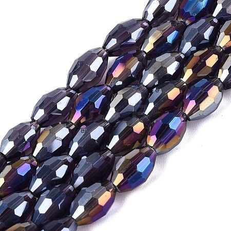 Electroplate Transparent Glass Beads Strands GL-N002-01A-A19-1