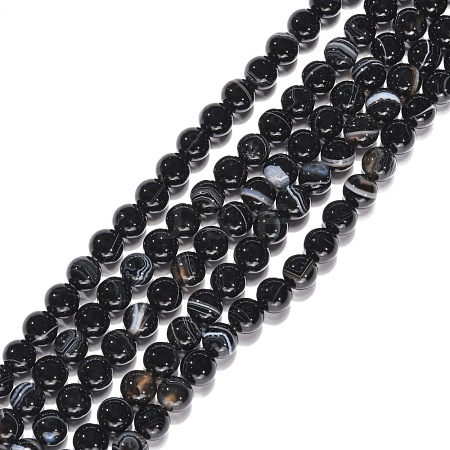 Natural Black Agate Beads Strands G-G391-6mm-01-1