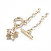 Brass Micro Pave Clear Cubic Zirconia Chain Extender ZIRC-G168-02G-2
