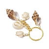 Ocean Style Natural Shell with Synthetic Turquoise Keychains KEYC-JKC01231-04-4
