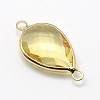 Golden Tone Brass Glass Teardrop Links connectors GLAA-J010A-HF18-G-3