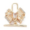 Brass Pave Clear Cubic Zirconia Toggle Clasps KK-G474-04G-4