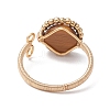 Copper Wire Wrapped Half Round Natural Tiger Eye Cuff Rings for Women RJEW-TA00137-03-4