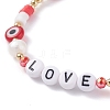 Love Word Acrylic & Heishi Polymer Clay Beaded Stretch Bracelets BJEW-TA00069-01-4