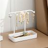 Plastic Jewelry Display Stand with Wood Tray AJEW-Z032-02B-1