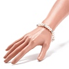 ABS Plastic Pearl & Brass Round Beaded Stretch Bracelet with Clear Rhinestone for Women BJEW-JB08523-02-3